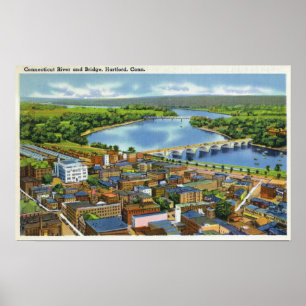 Uitzicht van de stad en het Connecticut Poster