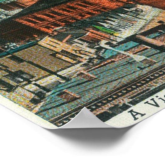 Uitzicht van de stad en het hooggebergte poster (Hoek)