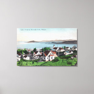 Uitzicht van de stad en het meer van Ewauna Canvas Afdruk