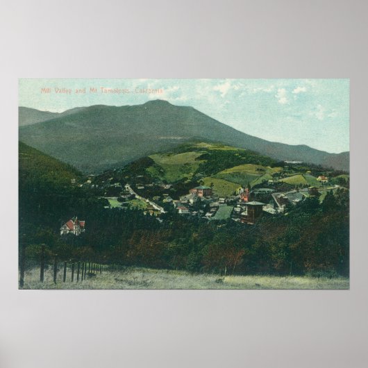Uitzicht van de stad en Mt. Tamalpais Poster (Voorkant)