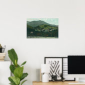 Uitzicht van de stad en Mt. Tamalpais Poster (Thuiskantoor)