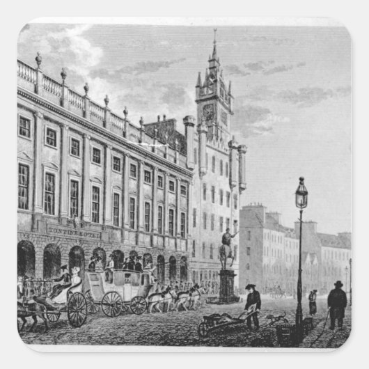 Uitzicht van de stad Hall, Exchange, Glasgow Vierkante Sticker (Voorkant)