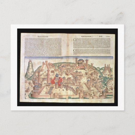 Uitzicht van de stad Jeruzalem uit de Neurenberg Briefkaart (Voorkant)