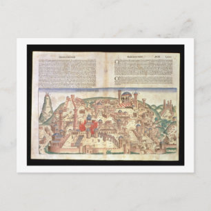 Uitzicht van de stad Jeruzalem uit de Neurenberg Briefkaart