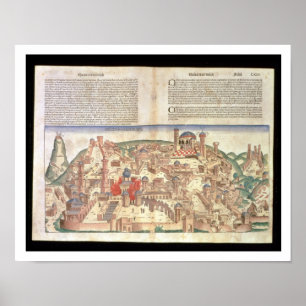 Uitzicht van de stad Jeruzalem uit de Neurenberg Poster