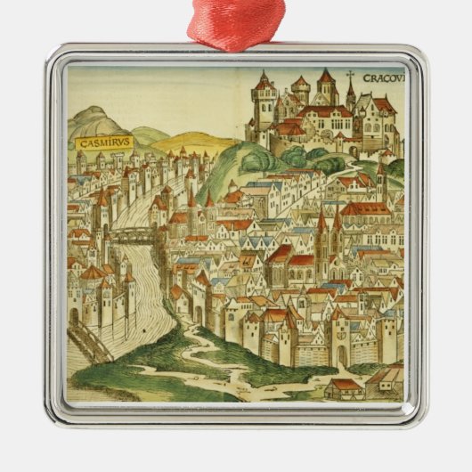 Uitzicht van de stad Krakau (Nure) Metalen Ornament (Voorkant)