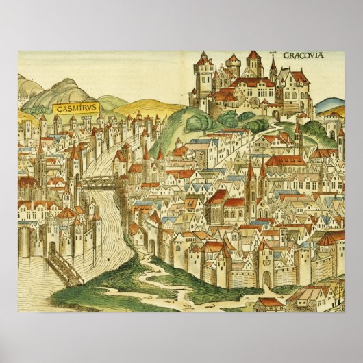 Uitzicht van de stad Krakau (Nure) Poster (Voorkant)
