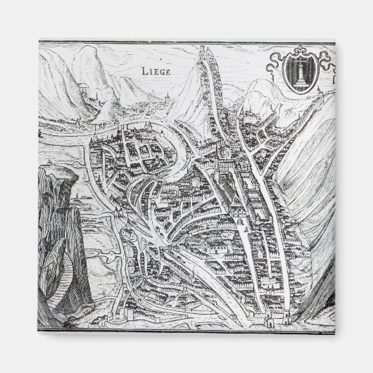 Uitzicht van de stad Luik Magneet (Voorkant)