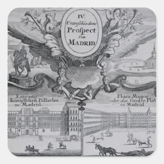 Uitzicht van de stad Madrid Vierkante Sticker (Voorkant)