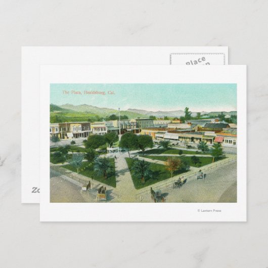 Uitzicht van de stad Plaza Healdsburg, CA Briefkaart (Voorkant / Achterkant)