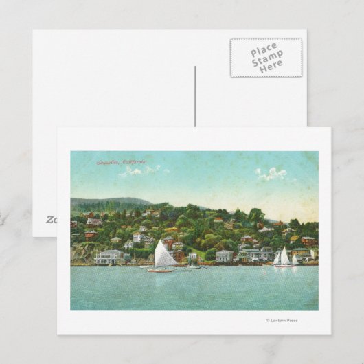 Uitzicht van de stad, Sail Boats Briefkaart (Voorkant / Achterkant)