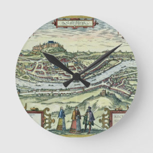 Uitzicht van de stad Salzburg aan de oevers van de Ronde Klok
