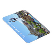 Uitzicht van de stad San Sebastian in zonnige dag. Magneet (Rechterzijde)