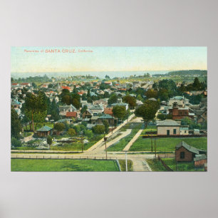 Uitzicht van de stad Santa Cruz, CA Poster