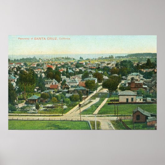 Uitzicht van de stad Santa Cruz, CA Poster (Voorkant)