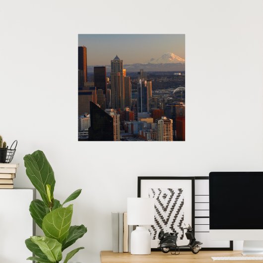 Uitzicht van de stad Seattle skyline 2 Poster (Thuiskantoor)