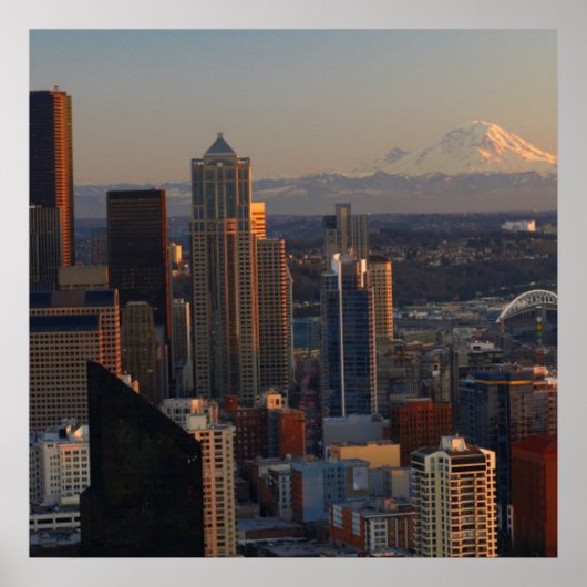 Uitzicht van de stad Seattle skyline 2 Poster (Voorkant)