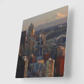 Uitzicht van de stad Seattle skyline 2 Vierkante Klok (Hoek)