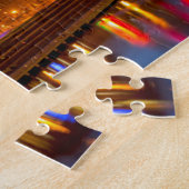 Uitzicht van de stad skyline bij de schemering legpuzzel (Zijkant)