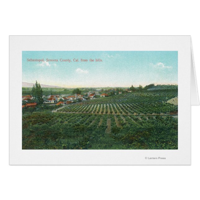 Uitzicht van de stad Sonoma uit de heuvel (Voorkant Horizontaal)