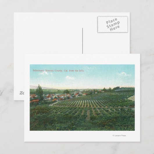 Uitzicht van de stad Sonoma uit de heuvel Briefkaart (Voorkant / Achterkant)