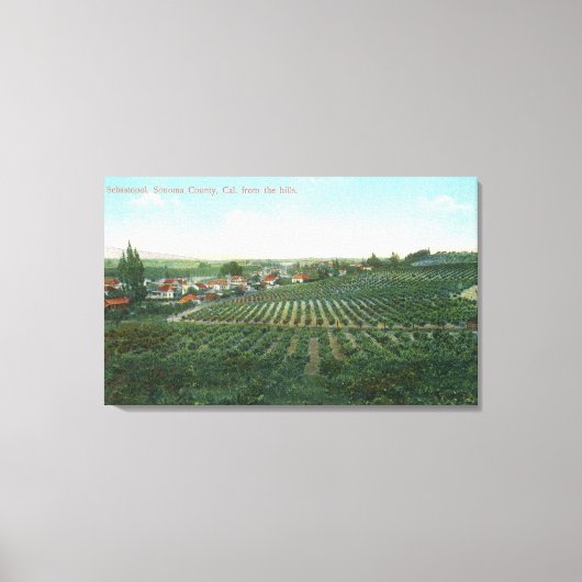 Uitzicht van de stad Sonoma uit de heuvel Canvas Afdruk (Voorkant)
