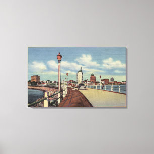 Uitzicht van de stad van de Rainbow Pier Canvas Afdruk
