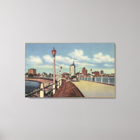 Uitzicht van de stad van de Rainbow Pier Canvas Afdruk (Voorkant)