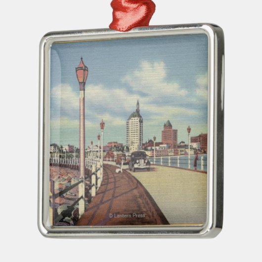 Uitzicht van de stad van de Rainbow Pier Metalen Ornament (Links)