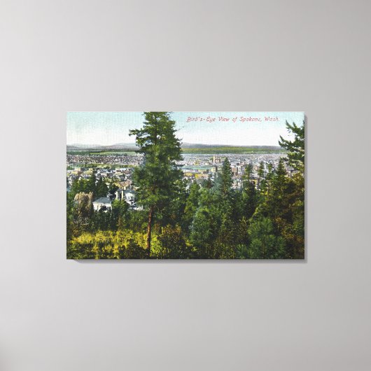 Uitzicht van de stad via de Bossen Canvas Afdruk (Voorkant)