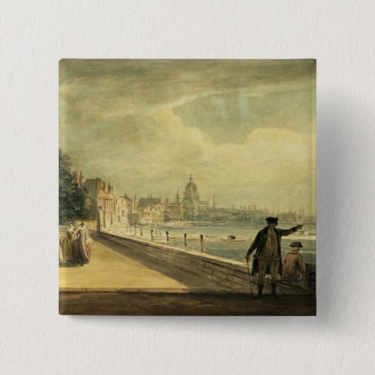 Uitzicht van de stad vierkante button 5,1 cm (Voorkant)