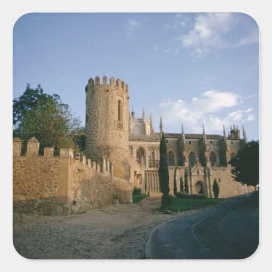 Uitzicht van de stad vierkante sticker (Voorkant)