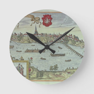 Uitzicht van de stad Warschau naast de Vistul Ronde Klok