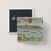 Uitzicht van de stad Warschau naast de Vistul Vierkante Button 5,1 Cm (Voorkant /achterkant)