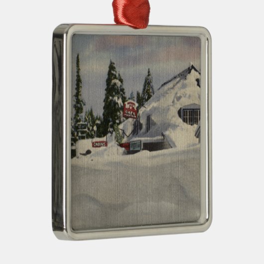 Uitzicht van de stad Winter Metalen Ornament (Rechts)