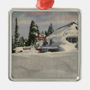 Uitzicht van de stad Winter Metalen Ornament