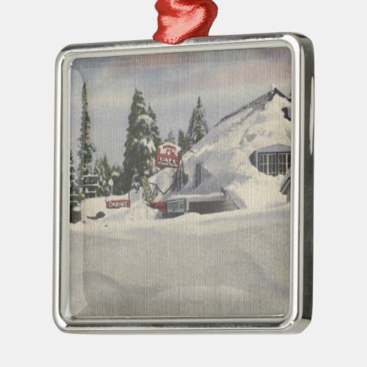 Uitzicht van de stad Winter Metalen Ornament (Links)