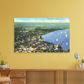 Uitzicht van de stad, zeilboten op het meer canvas afdruk (Insitu (Woonkamer))