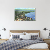 Uitzicht van de stad, zeilboten op het meer canvas afdruk (Insitu (Slaapkamer))