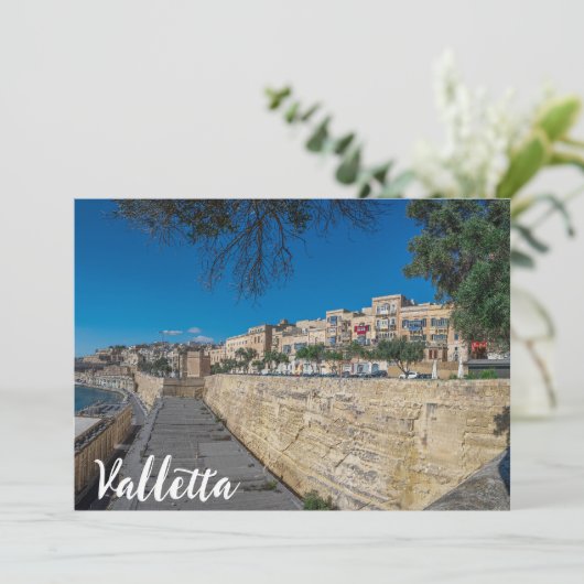 Uitzicht van de stadsmuur en de haven in Valletta (Staand voorkant)