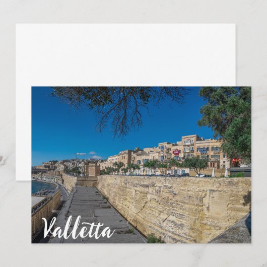 Uitzicht van de stadsmuur en de haven in Valletta (Voorkant / Achterkant)