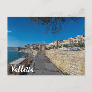 Uitzicht van de stadsmuur en de haven in Valletta Briefkaart