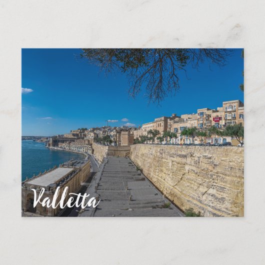 Uitzicht van de stadsmuur en de haven in Valletta Briefkaart (Voorkant)