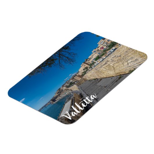 Uitzicht van de stadsmuur en de haven in Valletta Magneet (Linkerzijde)