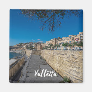 Uitzicht van de stadsmuur en de haven in Valletta Magneet