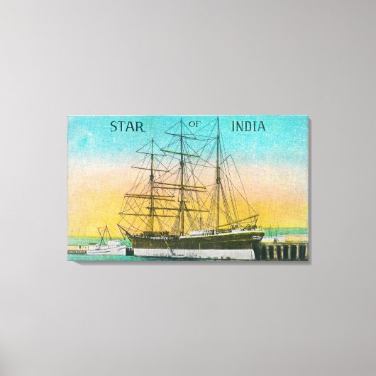 Uitzicht van de Star of India Boat Docked Canvas Afdruk (Voorkant)