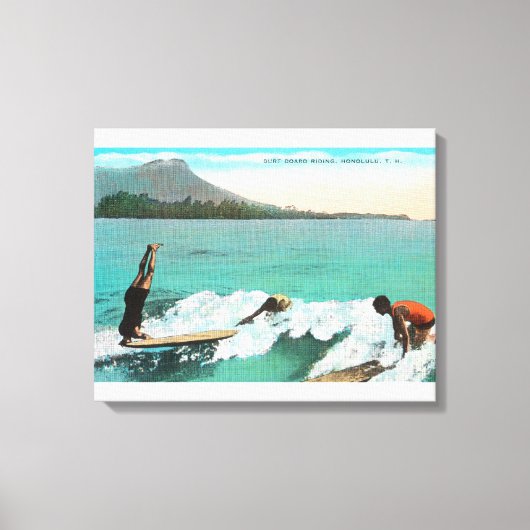 Uitzicht van de Surfers Board Riding, één die een Canvas Afdruk (Voorkant)