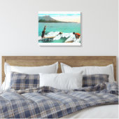 Uitzicht van de Surfers Board Riding, één die een Canvas Afdruk (Insitu (Slaapkamer))