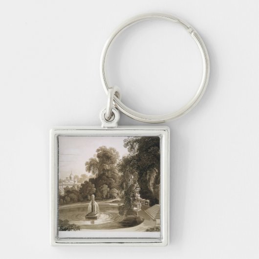 Uitzicht van de tempel Suryah en de fontein van M Sleutelhanger (Voorkant)