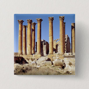 Uitzicht van de tempel van Artemis, gebouwd c.386  Vierkante Button 5,1 Cm